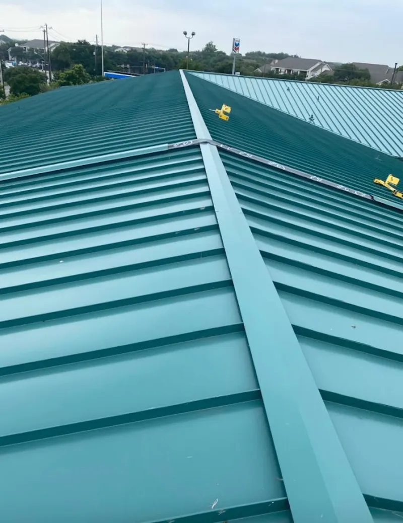 Green commercial metal roof ridge and valley for Metal Roof Repair in Norristown